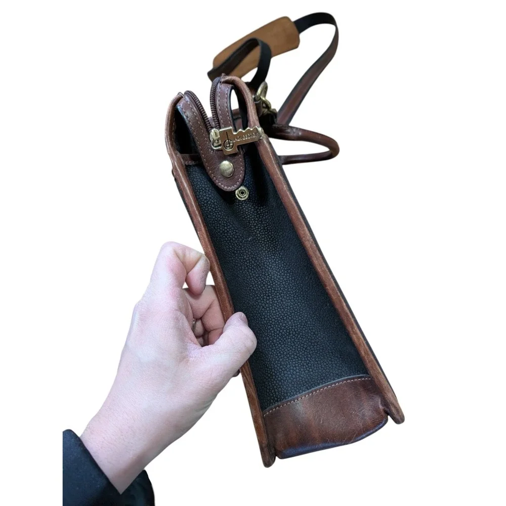Jack Georges Leather Briefcase‎ Black Brown Strap